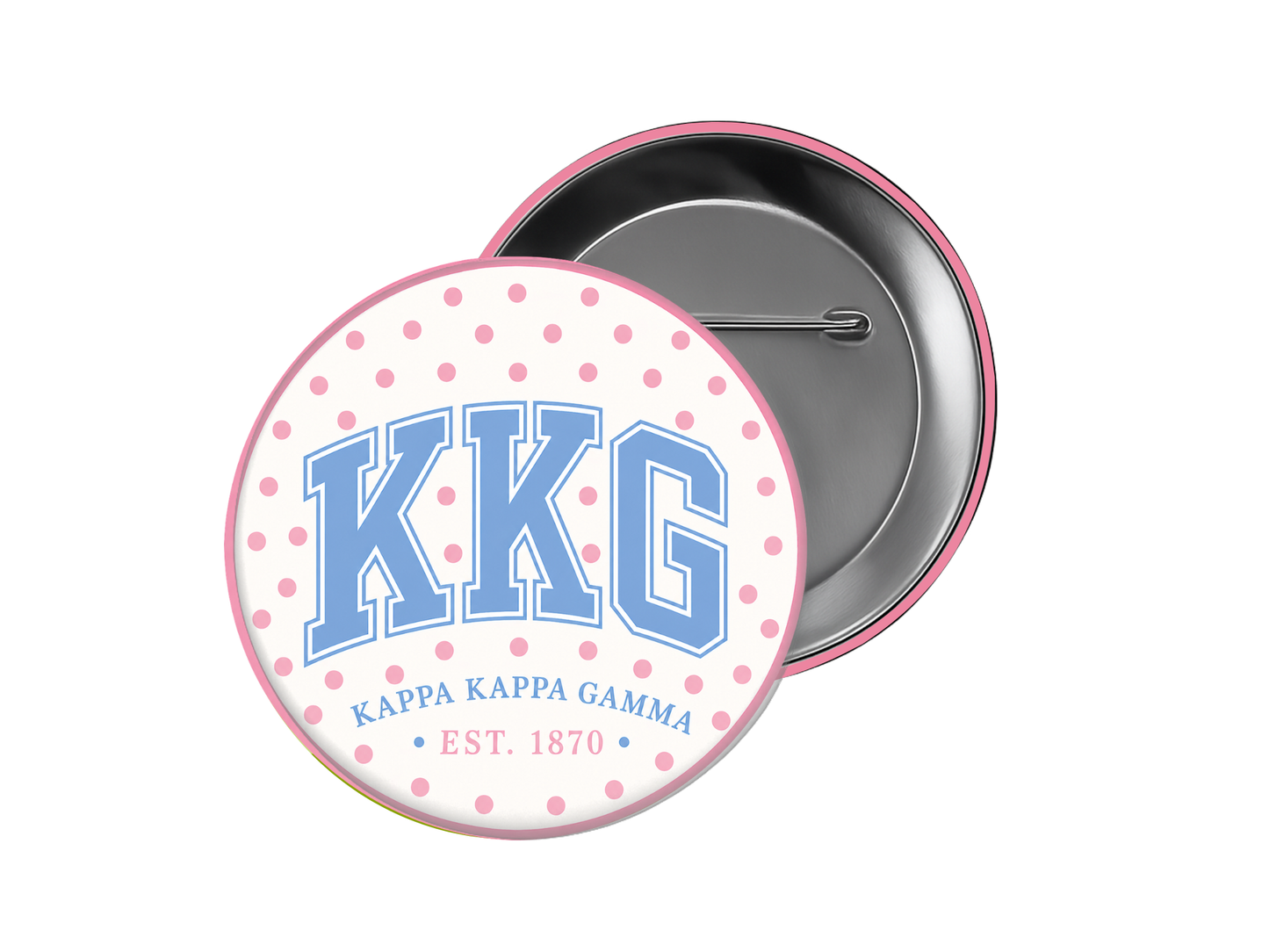 Kappa Kappa Gamma - Pink Polka Dot KKG Button