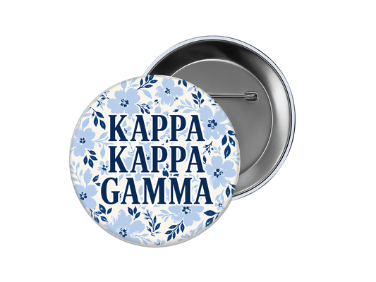 Kappa Kappa Gamma - Blue Floral Button