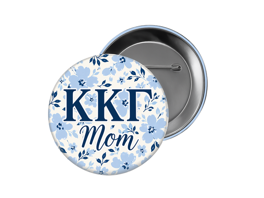 Kappa Kappa Gamma - Blue Floral Mom Button
