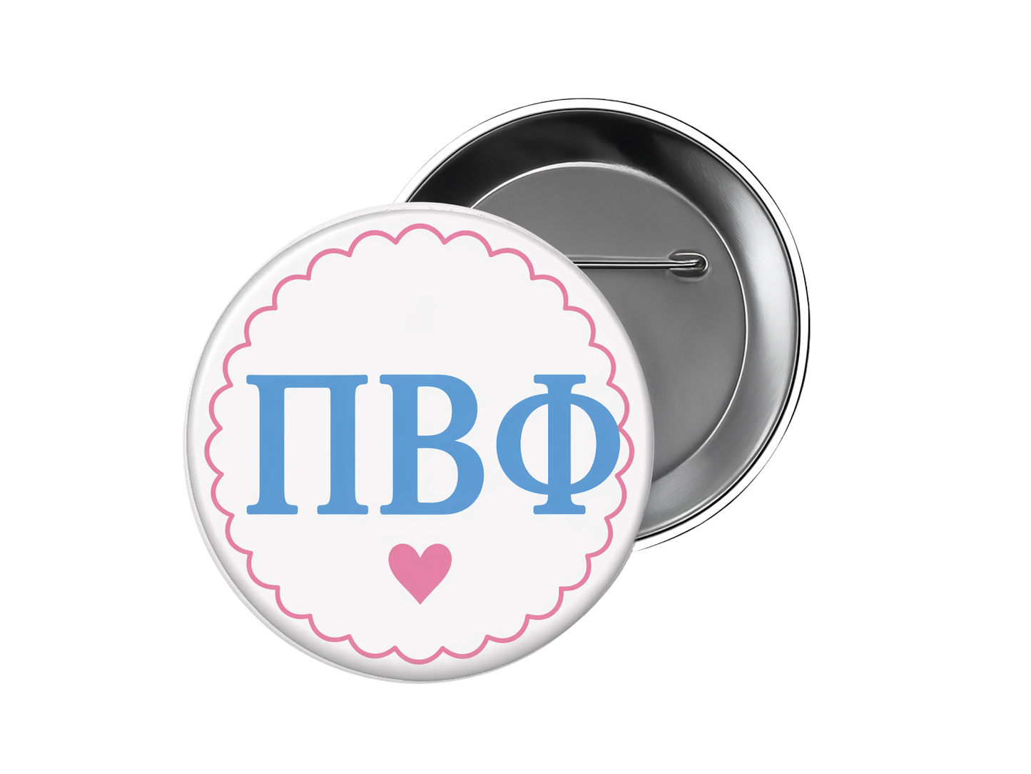 Pi Beta Phi - Scallop Heart Button