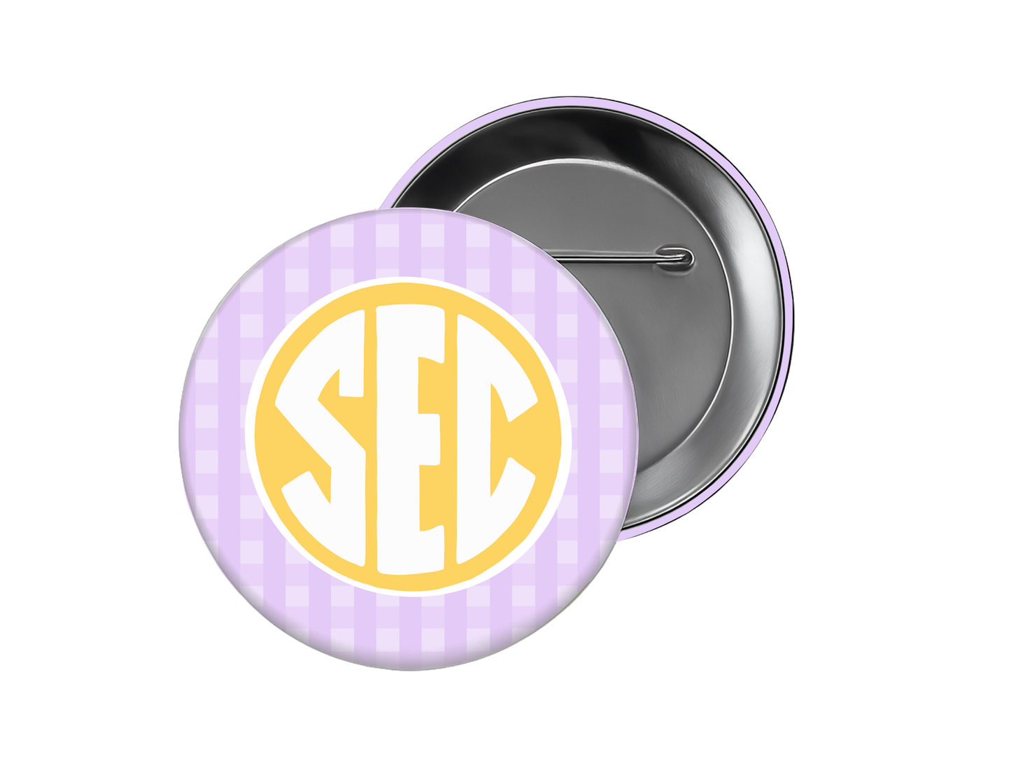 SEC Button – Game Day Spirit - Purple & Yellow