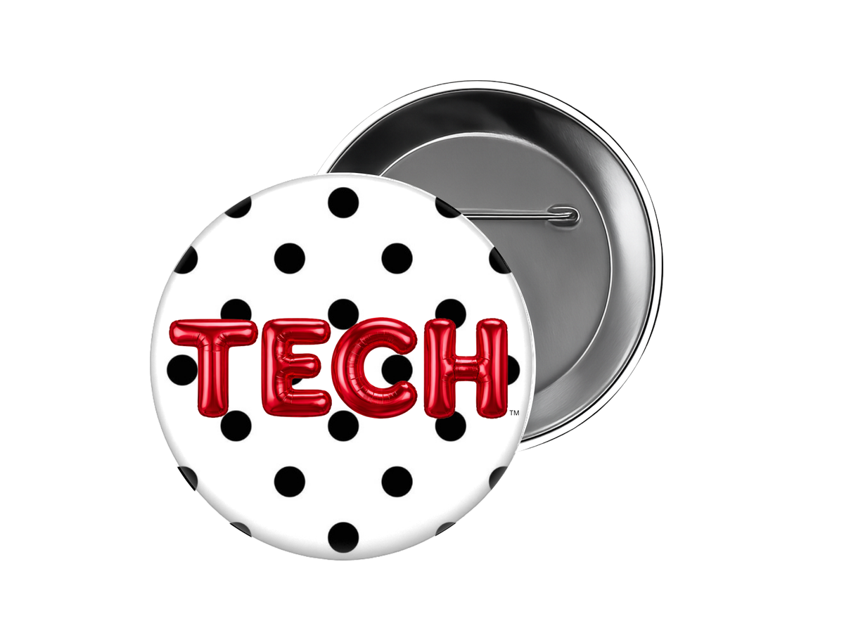 Texas Tech - Black Polka Dot Tech Button