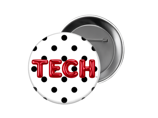 Texas Tech - Black Polka Dot Tech Button