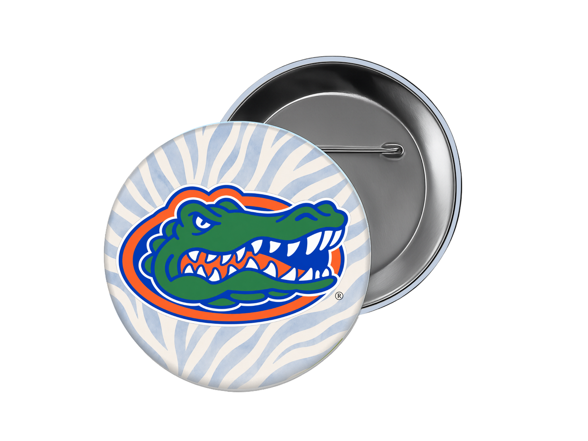 University of Florida - Light Blue Zebra Gator Button
