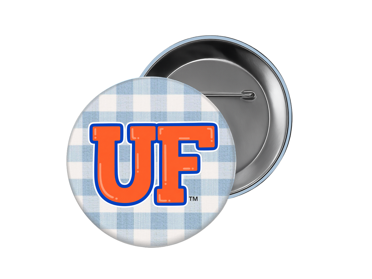 University of Florida - Light Blue Gingham UF Button
