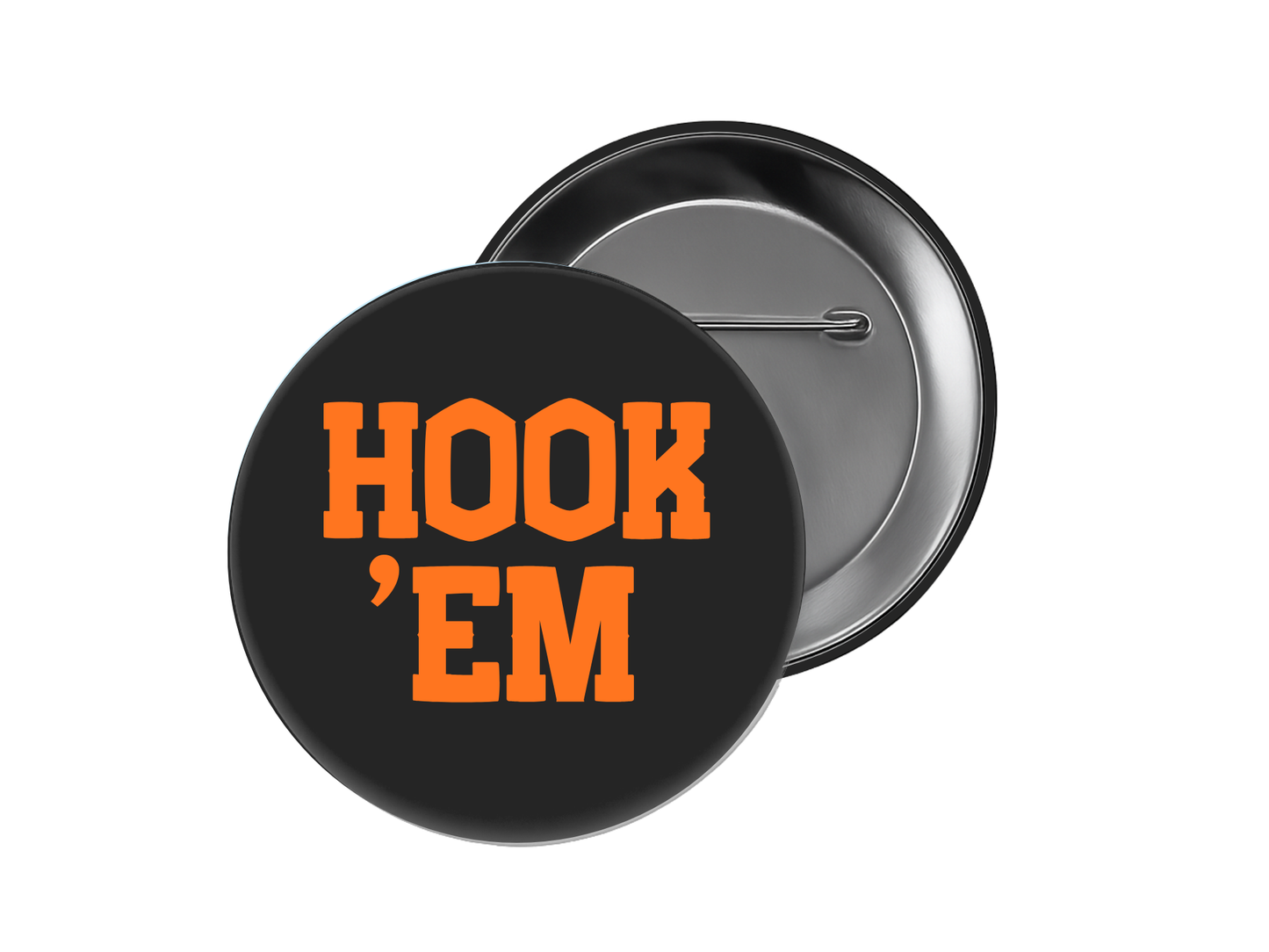 University of Texas - Black and Orange Hook 'Em Button