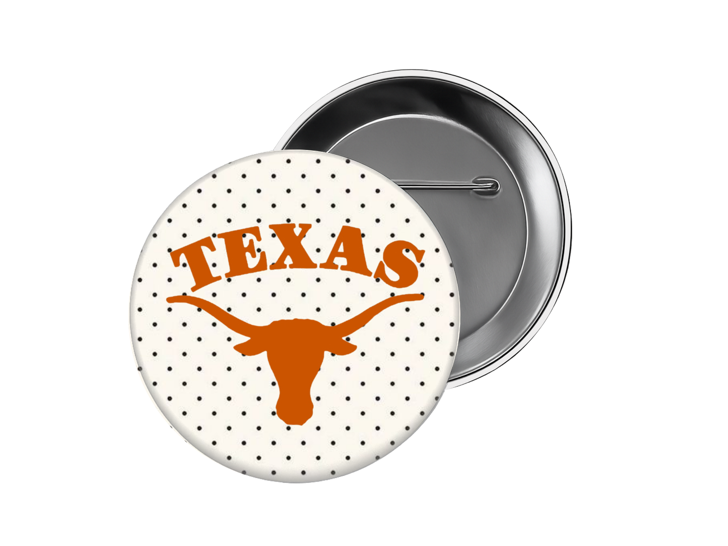 University of Texas - Black Polka Dot Texas Longhorn Button