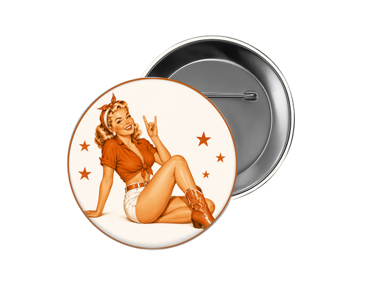 University of Texas - Orange Pin Up Girl Button