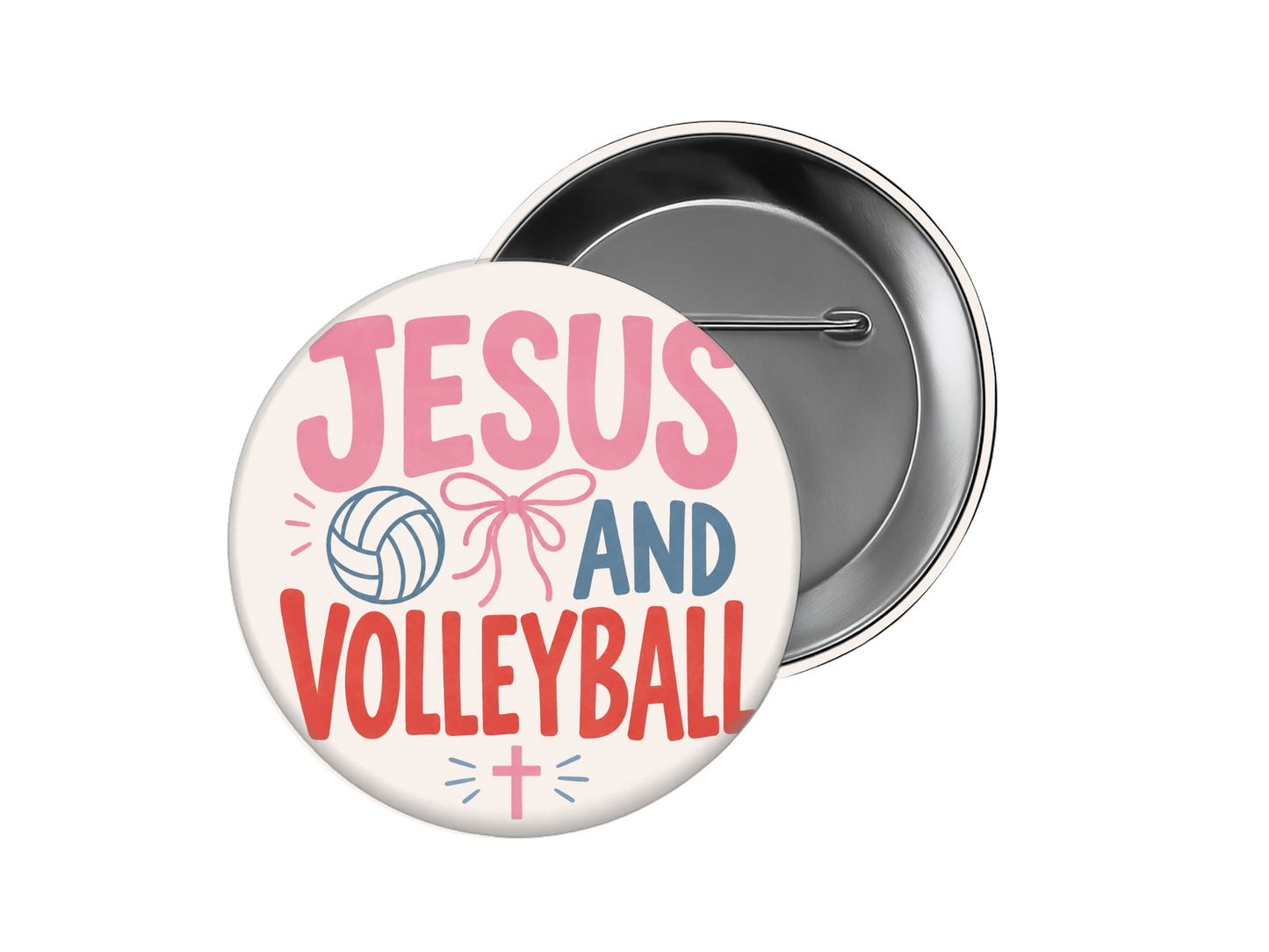 Volleyball Button - Jesus & Volleyball