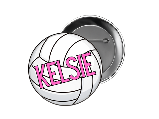Volleyball Button - Volleyball with Name