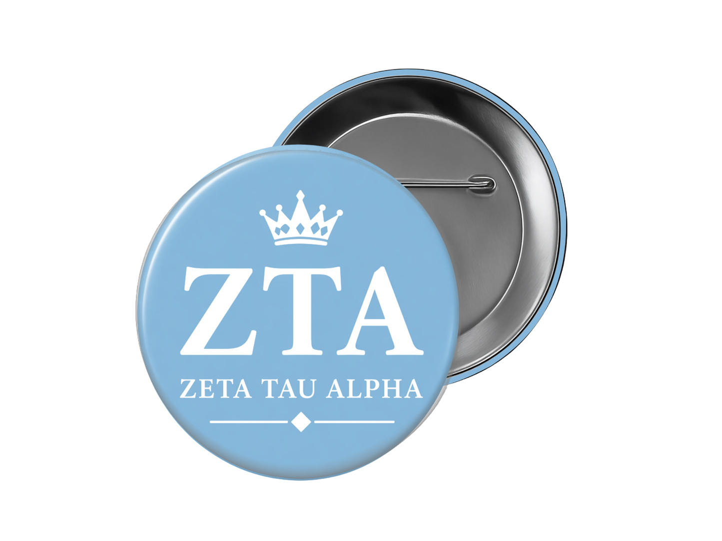 Zeta Tau Alpha - Light Blue Crown ZTA Button
