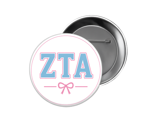 Zeta Tau Alpha - ZTA Pink Bow Button
