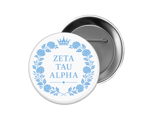Zeta Tau Alpha - Zeta Blue Floral Button